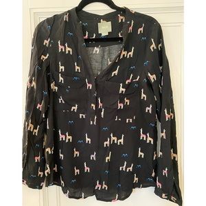 Pre loved mauve brand shirt- size six- black with lama’s pattern